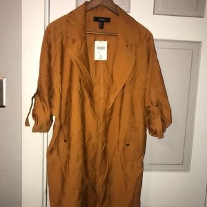 Cuff sleeve mustard yellow short trench jacket